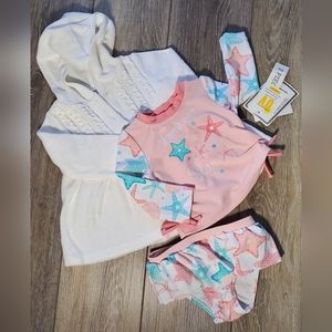 Koala Kids light coral starfish print rashguard 3 pc. set Size 3 months
